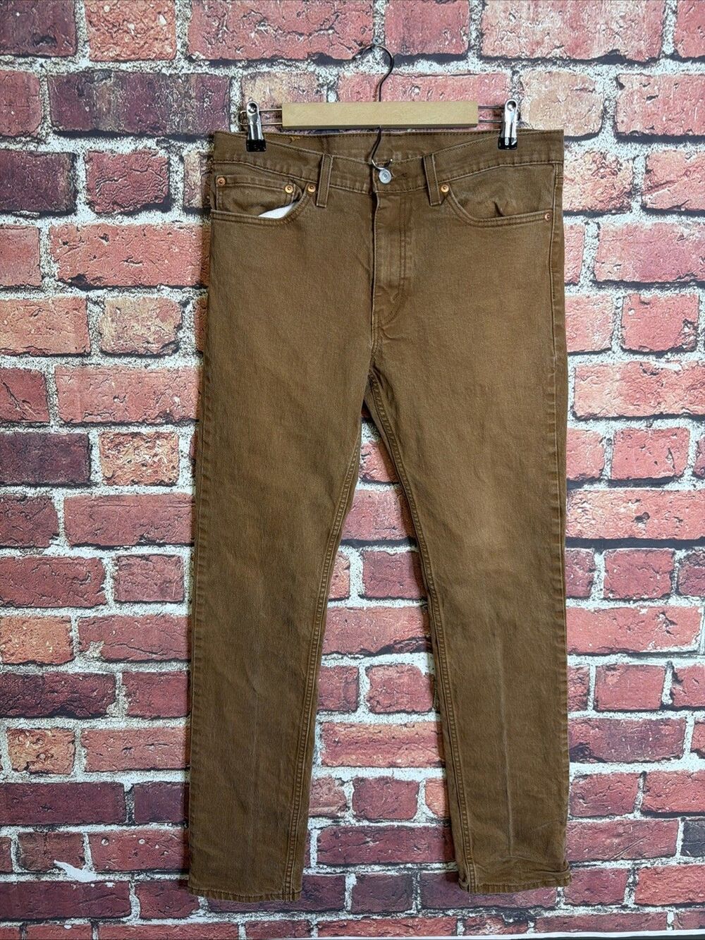 Levi's 511 Regular Slim Sz 34 x 34" Brown Khaki Denim Jeans Mens